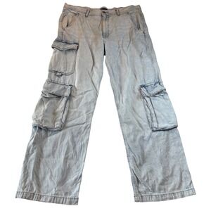 Y2K Aeropostale Light Wash Low Rise Cargo Wide Leg Jeans Women's Size 14 Regular